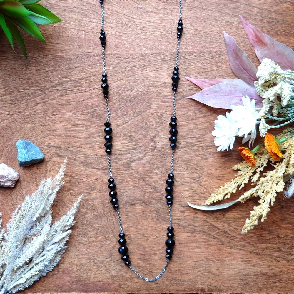 Long Beaded Crystal Necklace